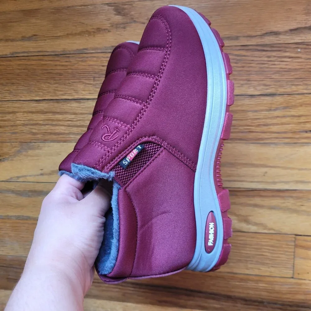 Burgundy Slip On Sneakers Size 36 (US 5.5-6) Women's Shoes New Without Box NWT
